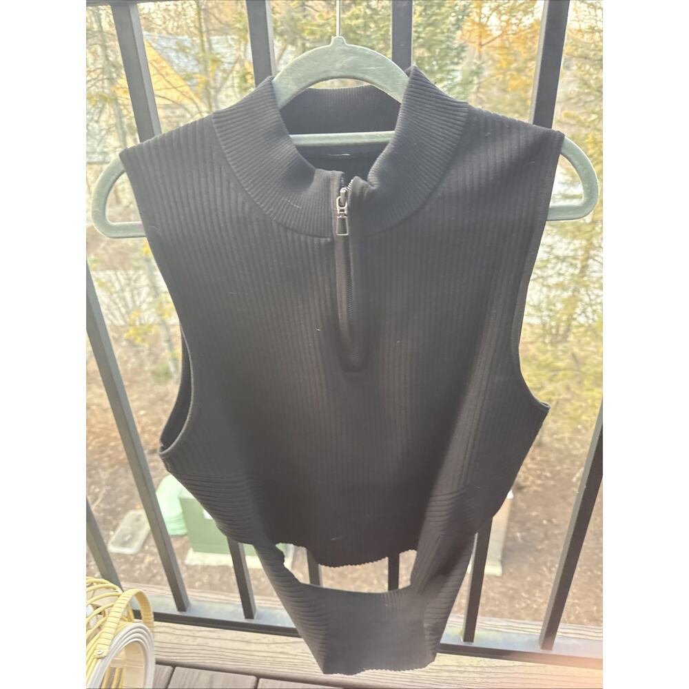 Lululemon Open Back Half-Zip Sweater Sleeveless Tank Obsidian Black Size XL - Picture 4 of 9